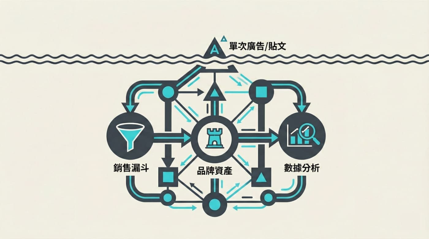 行銷系統化思維圖解:冰山下的銷售漏斗與品牌資產累積才是關鍵